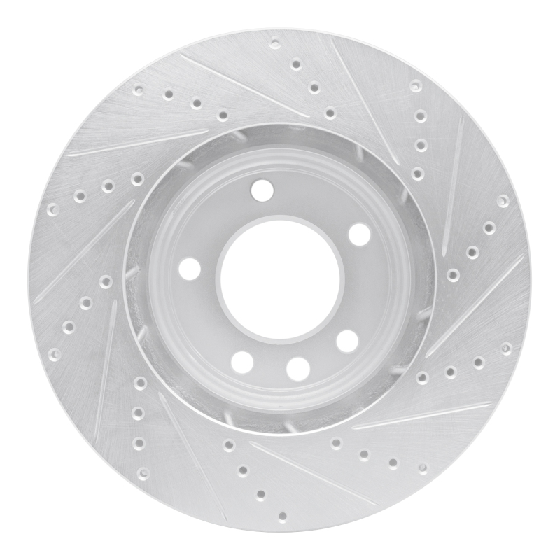 Porsche Cayenne Brake Rotor (1) - Left Front - R1 Concepts - Drilled & Slotted - Silver - `03-`18